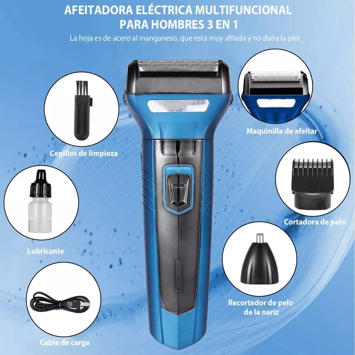 Kit Recortadora De Electrica Recargable Nariz Barba 3 En 1